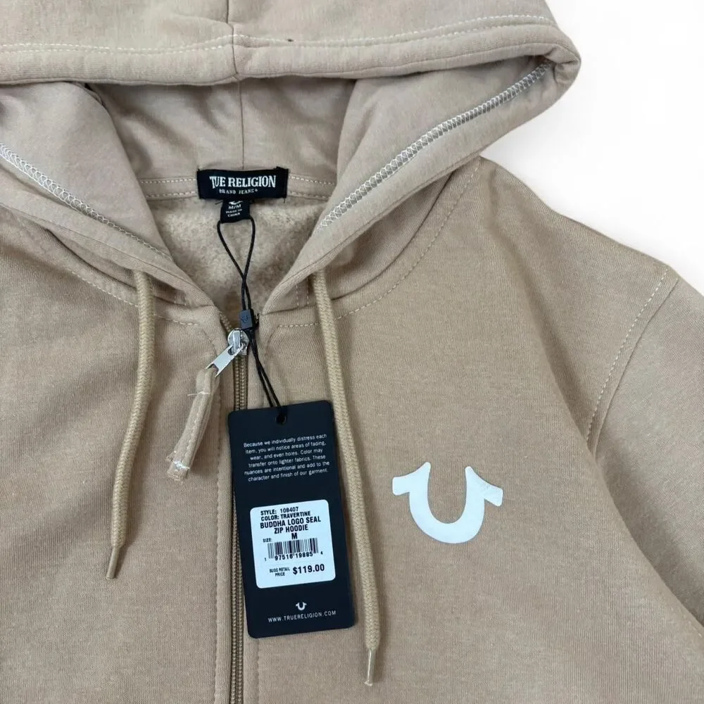 True-religion Men's Tan and Brown Hoodie